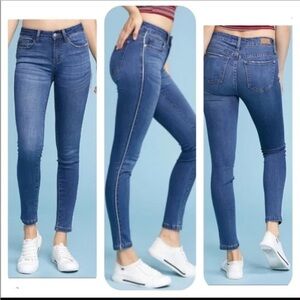 Judy Blue Dark Wash Side White Pipe High Rise Skinny Jeans 9 29